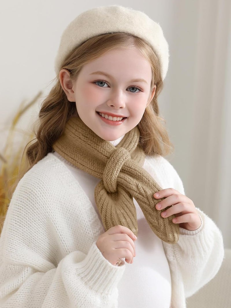 Haloumoning Kids Girls Knit Scarf Toddler Warm Winter Cross Tie Wrap Neck Warmer Cute Scarves 1-14 Years - Image 3